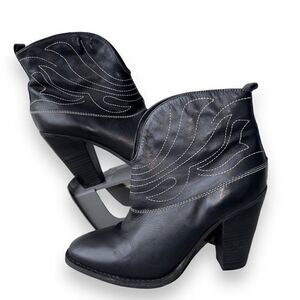 Matisse Ankle Western Style Heeled Boots Black Leather Women's 10M